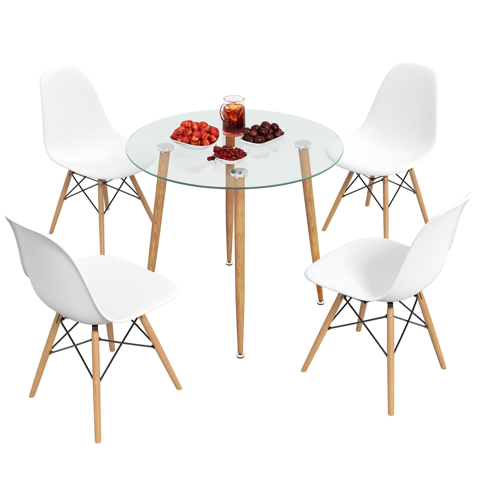 Tangkula 5-Piece Dining Table Set for 4, Kitchen Table Set with PET Seat